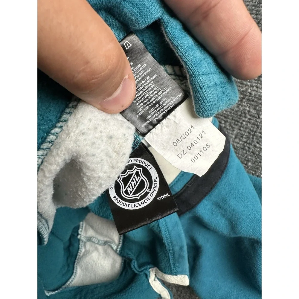 Mens 47 San Jose Sharks NHL Lace Up Hoodie Sweatshirt Teal, Size 2XL